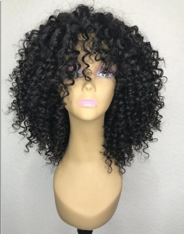 Curly wig with bangs