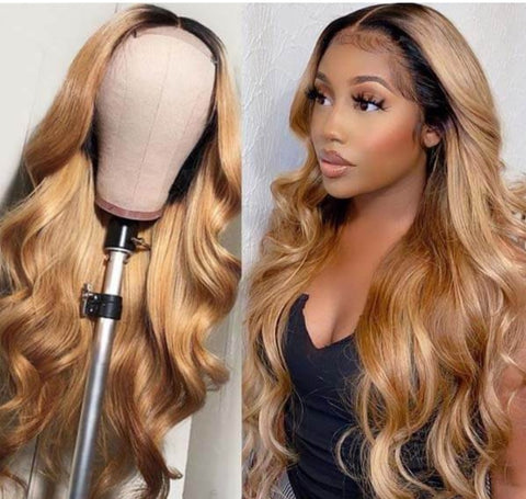 Colorded glueless wig